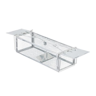Pułapka żywa żywołapka na myszy i szczury 40x14,5x11,5cm metalowa srebrna humanitarna