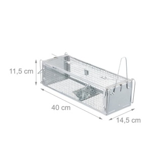 Pułapka żywa żywołapka na myszy i szczury 40x14,5x11,5cm metalowa srebrna humanitarna