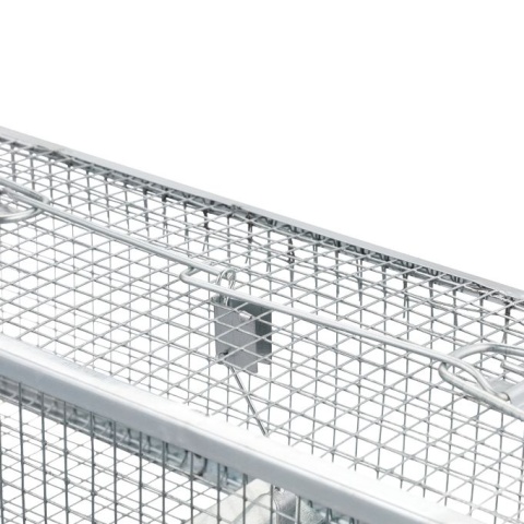 Pułapka żywa żywołapka na myszy i szczury 40x14,5x11,5cm metalowa srebrna humanitarna