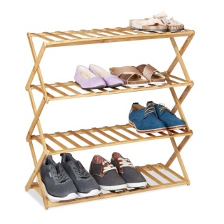 Regał na buty składany bambusowy 68x67x26 cm - brązowy