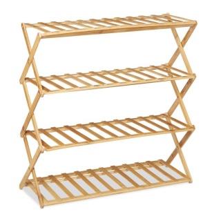 Regał na buty składany bambusowy 68x67x26 cm - brązowy