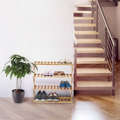 Regał na buty składany bambusowy 68x67x26 cm - brązowy