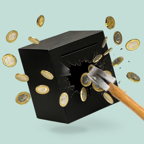 Skarbonka bez otwierania - stal nierdzewna - czarna - 15x15x15 cm