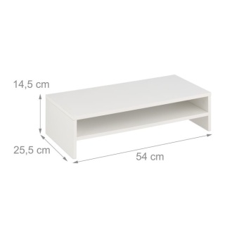 Stojak na monitor z półką - biały - 54x25,5x14,5 cm - max 10 kg