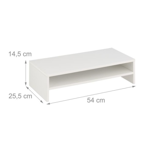 Stojak na monitor z półką - biały - 54x25,5x14,5 cm - max 10 kg