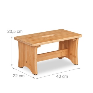 Stołek z bambusa 20,5x40x22cm naturalny max 100kg lekki taboret pomocnik