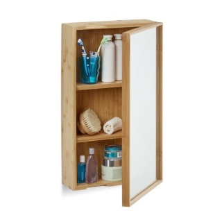 Szafka łazienkowa z lustrem bambusowa 60,5x35x14cm wisząca 2 półki 5 poziomów