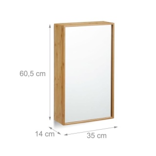 Szafka łazienkowa z lustrem bambusowa 60,5x35x14cm wisząca 2 półki 5 poziomów