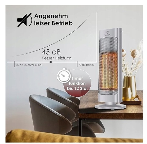 Termowentylator kolumnowy KESSER – 1000/2000W – 52x9x19 cm – pilot – PTC – automatyczne wyłączanie