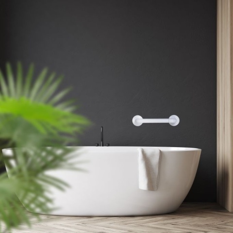 Uchwyt dla seniorów / niepełnosprawnych biały plastikowy 39x9x9,5cm ABS max 100kg łazienka