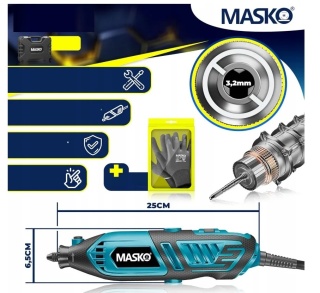 Wielofunkcyjne narzędzie obrotowe MASKO czarno-niebieskie 200 W - 40 000 obr./min - 141 elementów - walizka