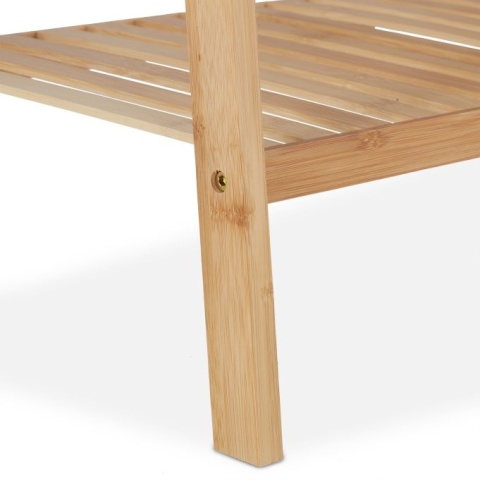 Wieszak na ubrania bambus 120x67x35cm z półką naturalny stojak garderoba