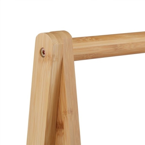 Wieszak na ubrania bambus 120x67x35cm z półką naturalny stojak garderoba