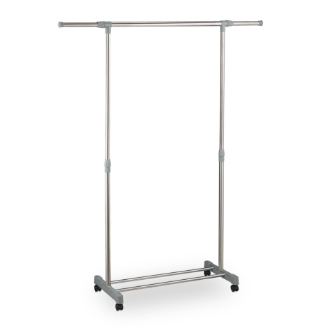 Wieszak na ubrania mobilny na kółkach - 95-165x94-160x41 cm - srebrny/szary - max 20 kg