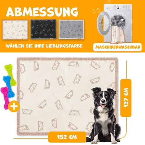 Wodoodporny kocyk dla psa LOVPET® 152x127 cm – polar Sherpa, dwustronny, na kanapę/legowisko, 3 kości