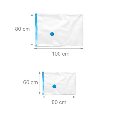 Worki próżniowe 8 sztuk - 2 rozmiary - L 80x60 cm - XL 100x80 cm - przezroczyste/niebieskie