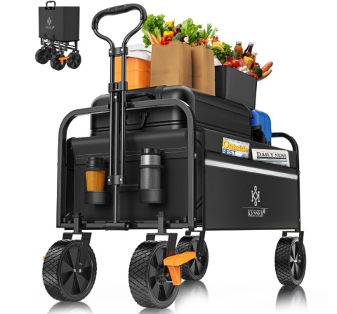Wózek ręczny składany Kesser stalowy czarny 90x52x102cm do 150 kg ogrodowy transportowy