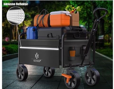 Wózek ręczny składany Kesser stalowy czarny 90x52x102cm do 150 kg ogrodowy transportowy