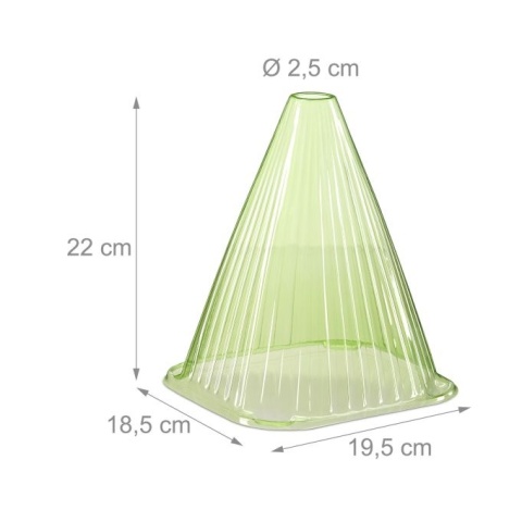 Zestaw 24 kapeluszy ochronnych na rośliny PVC przezroczysta zieleń 22x19,5x18,5cm wentylacja