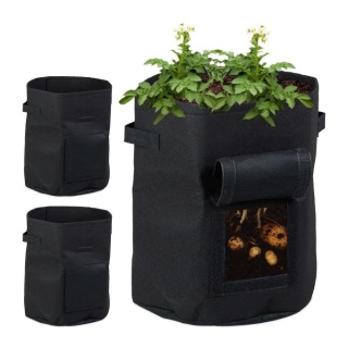 Zestaw 3 worków do sadzenia z polaru 40x35cm 38L czarne z okienkiem ogrodowe
