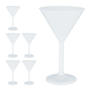 Zestaw 6 kieliszków do martini plastikowych biały 250ml 19x12cm BPA free
