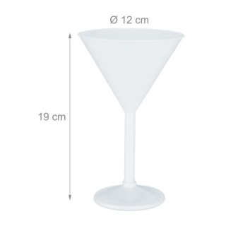 Zestaw 6 kieliszków do martini plastikowych biały 250ml 19x12cm BPA free