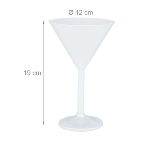 Zestaw 6 kieliszków do martini plastikowych biały 250ml 19x12cm BPA free