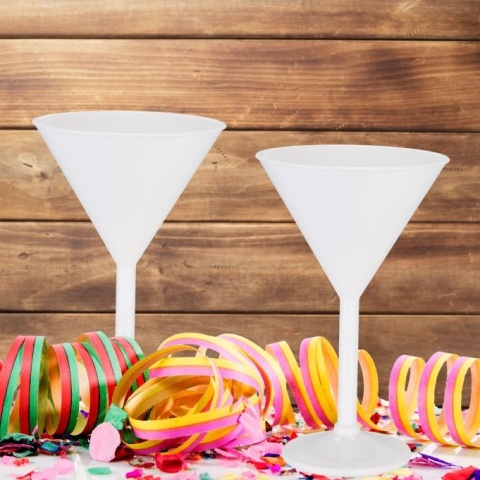 Zestaw 6 kieliszków do martini plastikowych biały 250ml 19x12cm BPA free