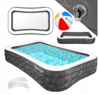 Basen ogrodowy pompowany 305x183x56 cm - 1180L - antracyt - PVC