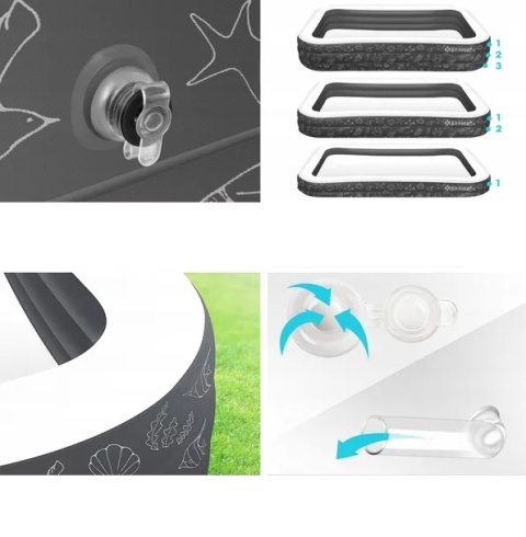 Basen ogrodowy pompowany 305x183x56 cm - 1180L - antracyt - PVC