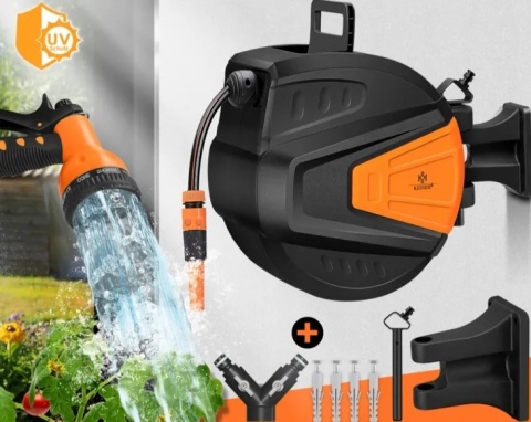 Bęben na wąż wodny 30 m - 180° obrotowy - automatyczny - 9 trybów