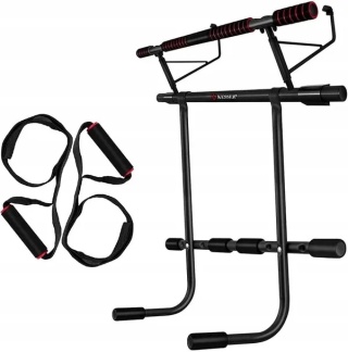 Drążek do podciągania 4w1 KESSER - 101 cm - stal - czerwono-czarny - do 130 kg