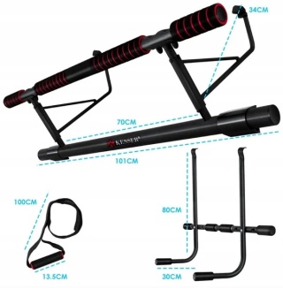 Drążek do podciągania 4w1 KESSER - 101 cm - stal - czerwono-czarny - do 130 kg