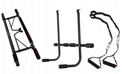 Drążek do podciągania 4w1 KESSER - 101 cm - stal - czerwono-czarny - do 130 kg