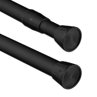 Drążek teleskopowy czarny 66-110 cm - stal nierdzewna - bez wiercenia