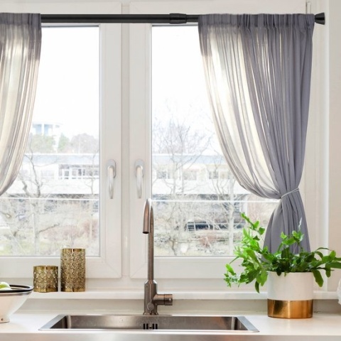 Drążek teleskopowy czarny 66-110 cm - stal nierdzewna - bez wiercenia