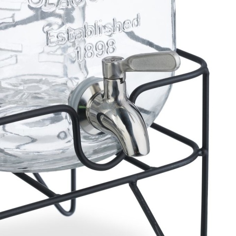 Dystrybutor do napojów 4L - 2 sztuki - szkło/stal - stojak - przezroczysty/srebrny/czarny