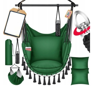 Fotel wiszący KESSER Safari XXL 150x105 cm - ciemnozielony - do 150 kg