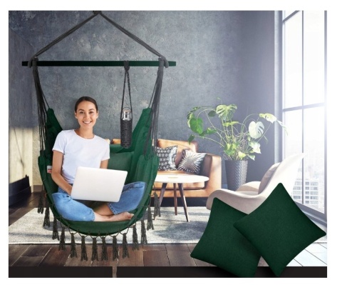 Fotel wiszący KESSER Safari XXL 150x105 cm - ciemnozielony - do 150 kg