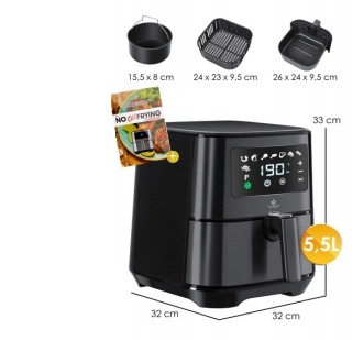 Frytkownica beztłuszczowa KESSER 5,5L - 1700W - 8 programów - LED - stal nierdzewna