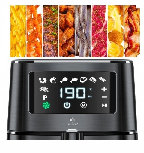 Frytkownica beztłuszczowa KESSER 5,5L - 1700W - 8 programów - LED - stal nierdzewna