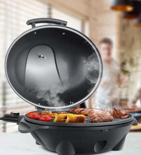 Grill elektryczny KESSER 2w1 stojący/stołowy XXL - 2400W - 136x87,5x75 cm - czarny