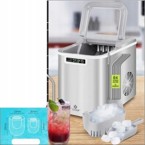 Kostkarka do lodu KESSER 12 kg/24h - 2,2L - 36x24,9x32,7 cm - 2 rozmiary kostek