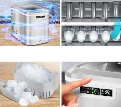 Kostkarka do lodu KESSER 12 kg/24h - 2,2L - 36x24,9x32,7 cm - 2 rozmiary kostek