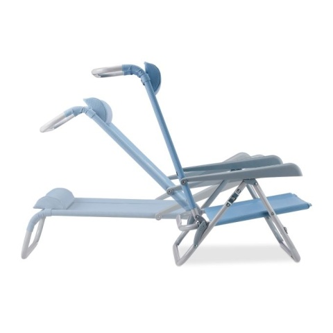 Leżak składany z zagłówkiem - 74x59x27 cm - Textilene/stal - max 120 kg