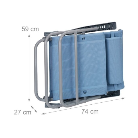 Leżak składany z zagłówkiem - 74x59x27 cm - Textilene/stal - max 120 kg