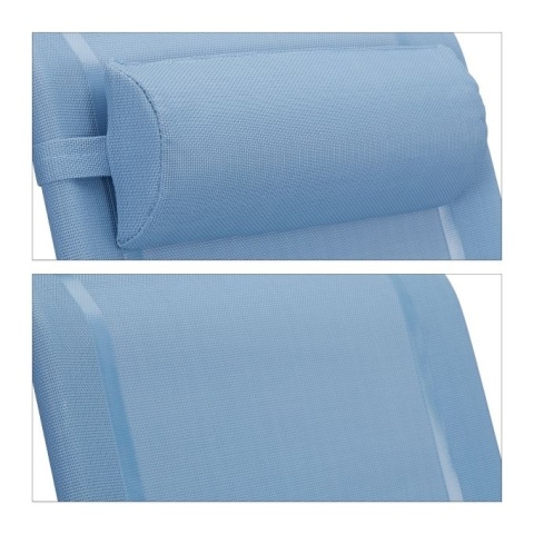 Leżak składany z zagłówkiem - 74x59x27 cm - Textilene/stal - max 120 kg