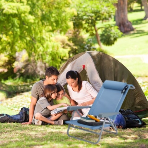 Leżak składany z zagłówkiem - 74x59x27 cm - Textilene/stal - max 120 kg