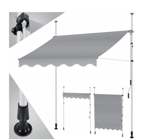 Markiza balkonowa KESSER 300x180 cm - poliester PU - regulacja korbką - stalowa rama