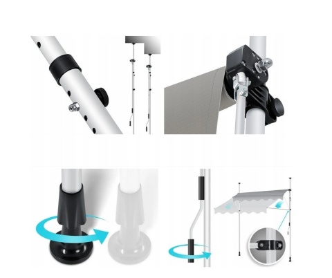 Markiza balkonowa KESSER 300x180 cm - poliester PU - regulacja korbką - stalowa rama